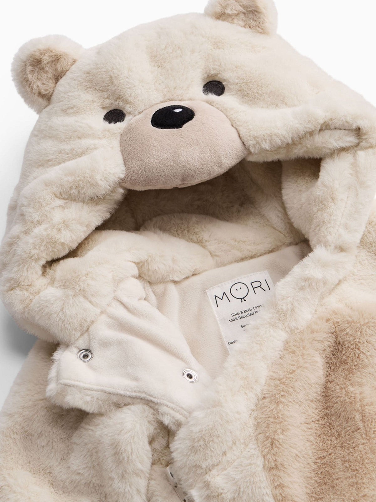 MORI Cream Supersoft Fleece Lined Polar Bear Faux Fur Pramsuit - image 4