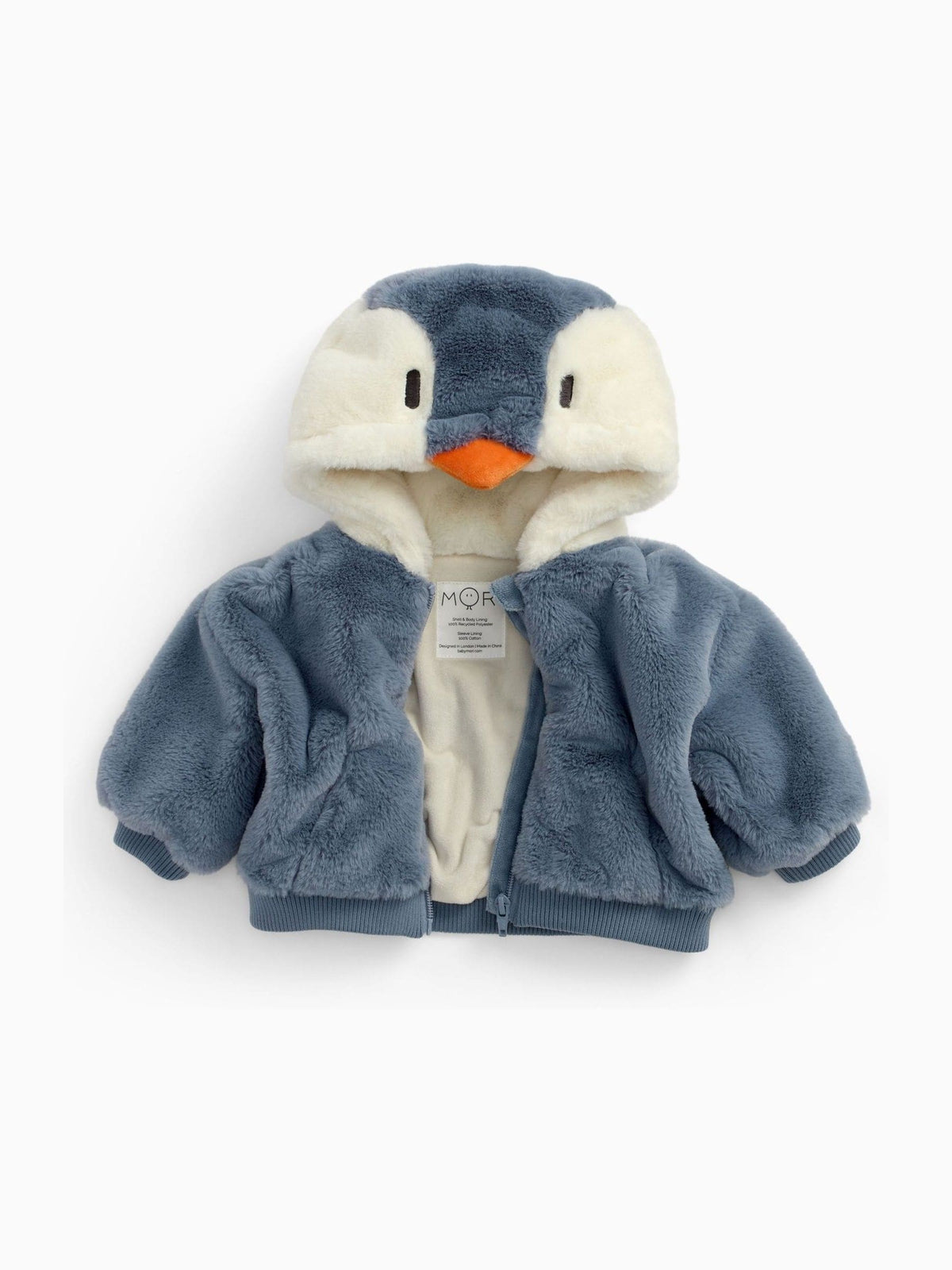 MORI Blue Supersoft Fleece Lined Penguin Faux Fur Hooded Jacket - image 2