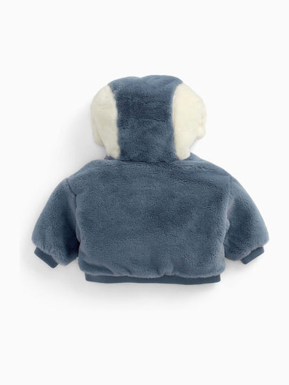 MORI Blue Supersoft Fleece Lined Penguin Faux Fur Hooded Jacket - image 3
