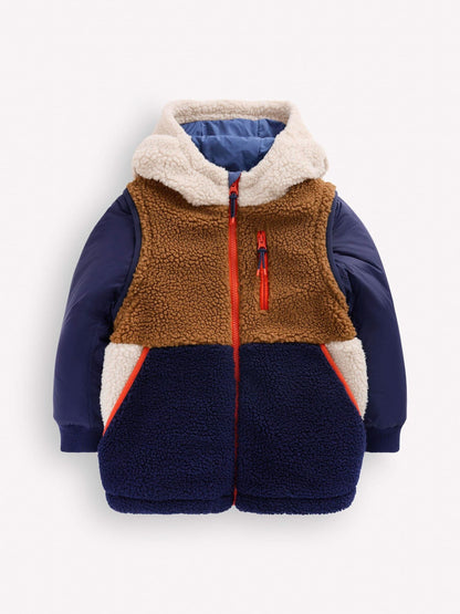 Dsiney Kidz - Boden Blue Panelled Borg Mix Jacket image 1