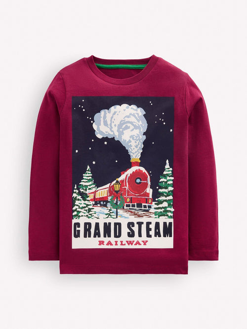 Dsiney Kidz - Boden Red Train Long Sleeve Printed T-Shirt image 1