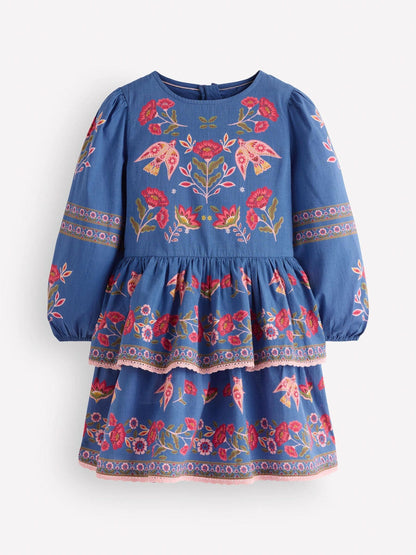 Boden Blue Printed Tiered Woven Dress - image 1