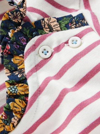 Dsiney Kidz - Boden Pink Frill Neck Breton T-Shirt image 3
