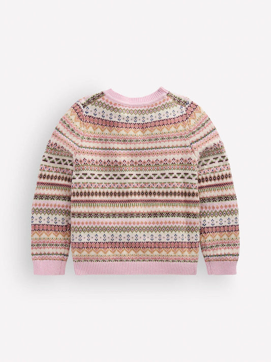 Dsiney Kidz - Boden Pink Edie Fair Isle Cardigan image 2