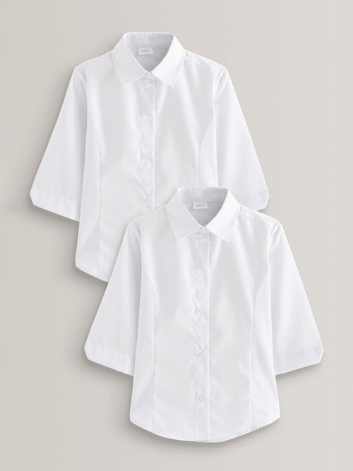 Dsiney Kidz - White Regular Fit Girls 2 Pack Three Quarter Sleeve School Blouses (3-17yrs) image 1