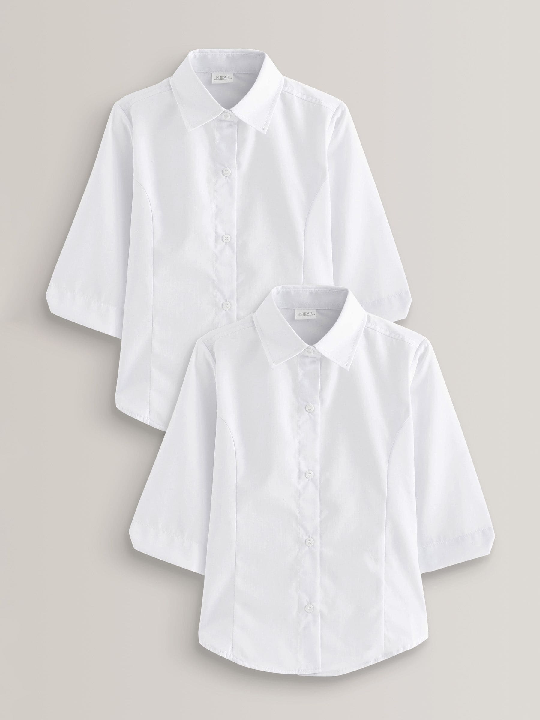 Dsiney Kidz - White Regular Fit Girls 2 Pack Three Quarter Sleeve School Blouses (3-17yrs) image 1