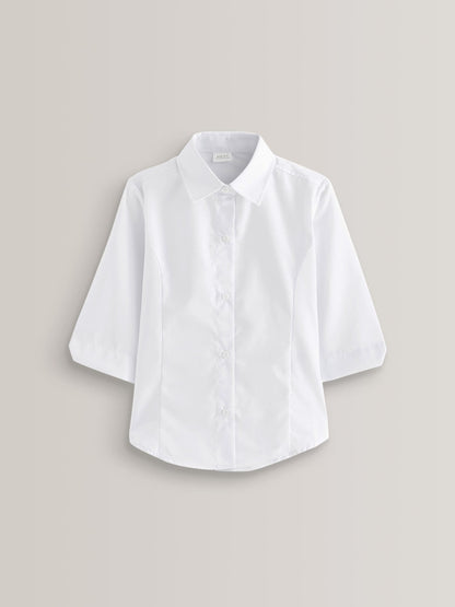 Dsiney Kidz - White Regular Fit Girls 2 Pack Three Quarter Sleeve School Blouses (3-17yrs) image 2