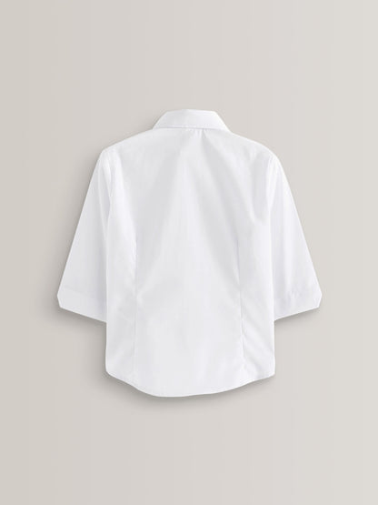 Dsiney Kidz - White Regular Fit Girls 2 Pack Three Quarter Sleeve School Blouses (3-17yrs) image 5
