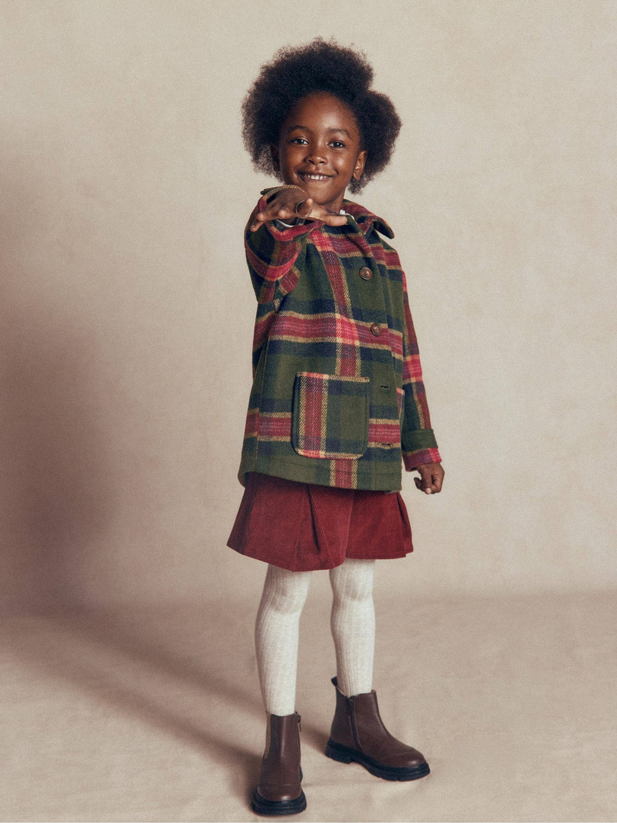 Dsiney Kidz - Boden Green Wool Check Coat image 1