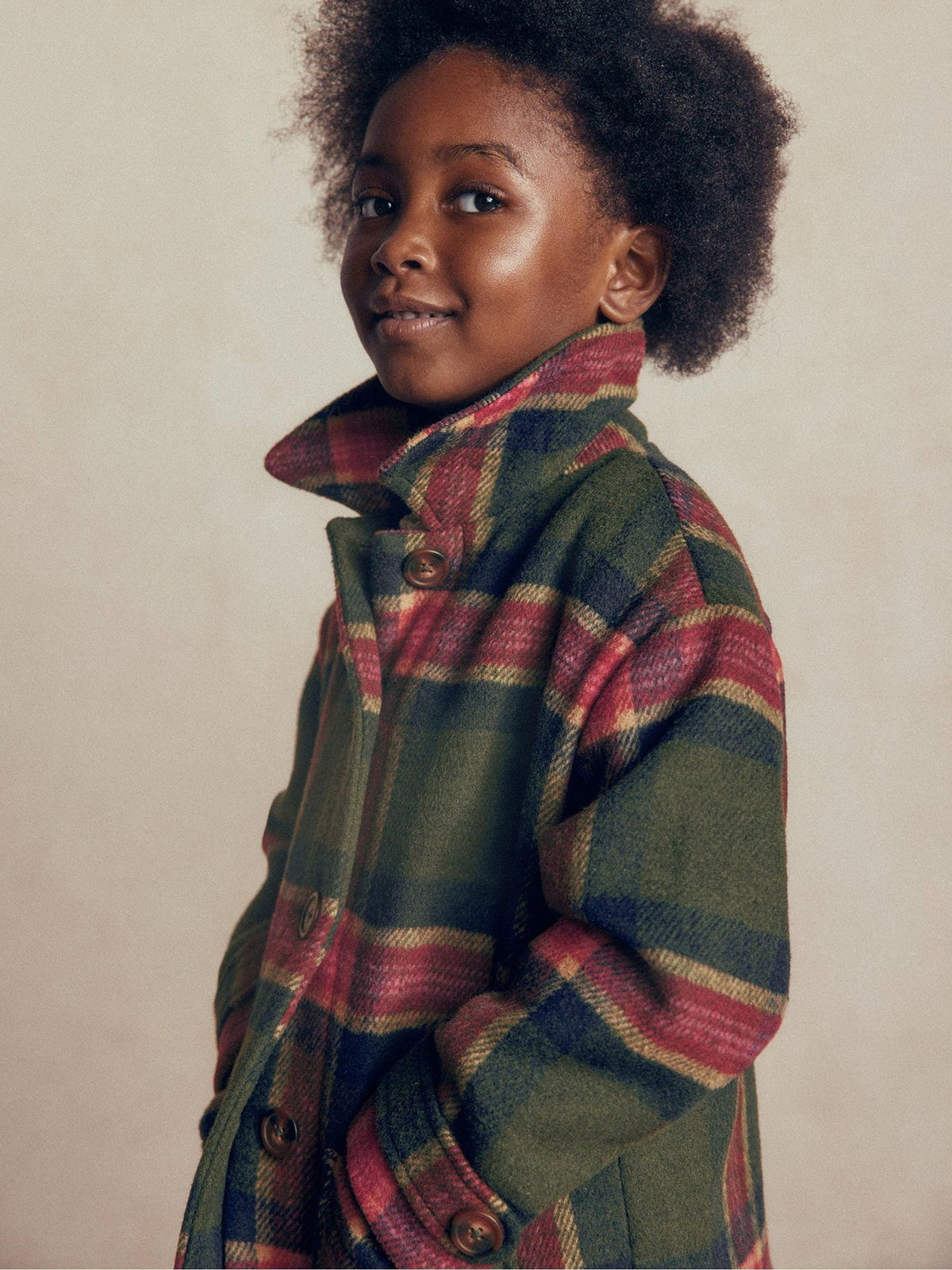 Dsiney Kidz - Boden Green Wool Check Coat image 2