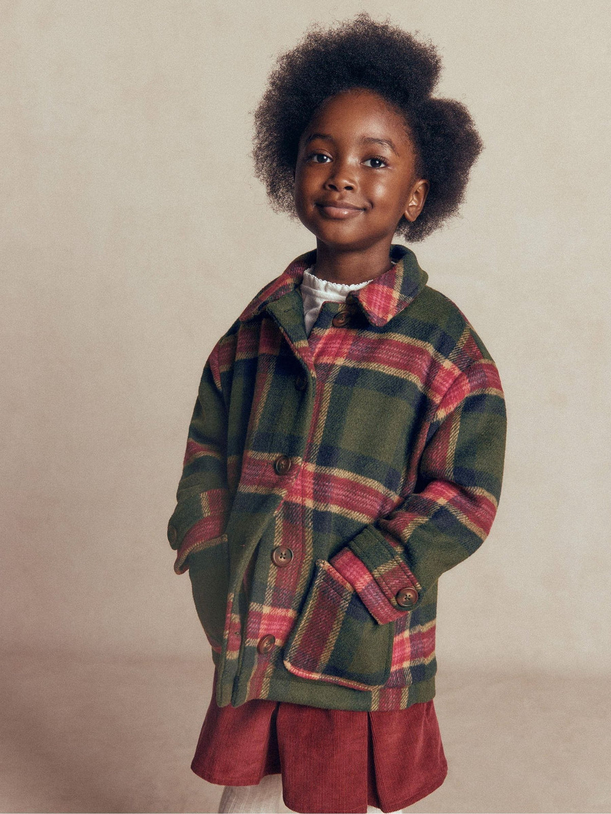 Dsiney Kidz - Boden Green Wool Check Coat image 3