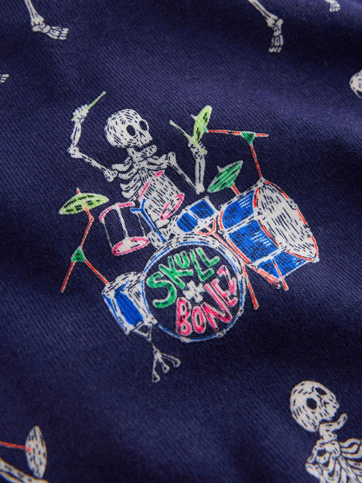 Boden Blue Skeleton Halloween Snug Glow-In-The-Dark Long Pyjamas - image 3