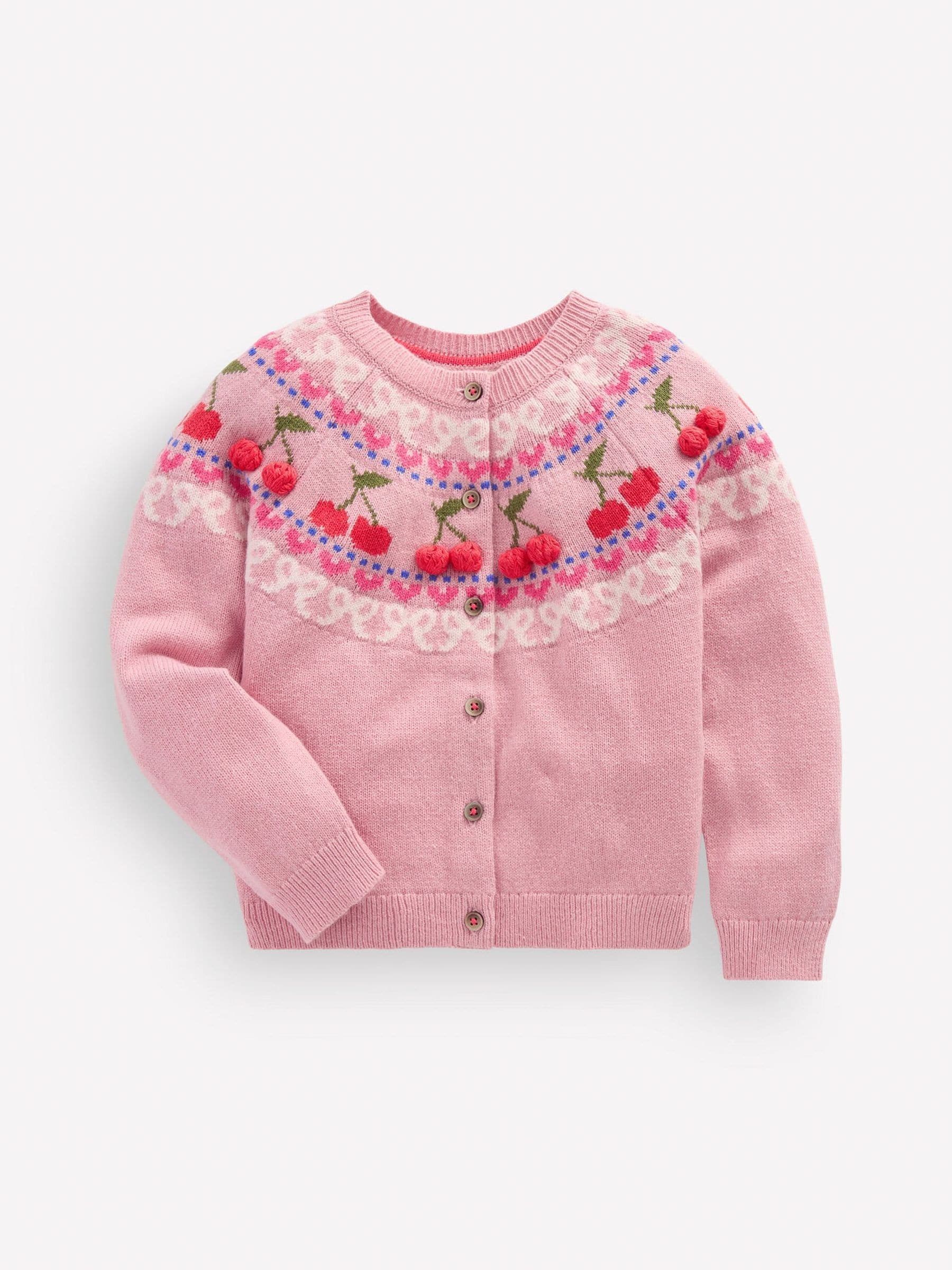 Dsiney Kidz - Boden Pink Edie Fair Isle Cardigan image 1