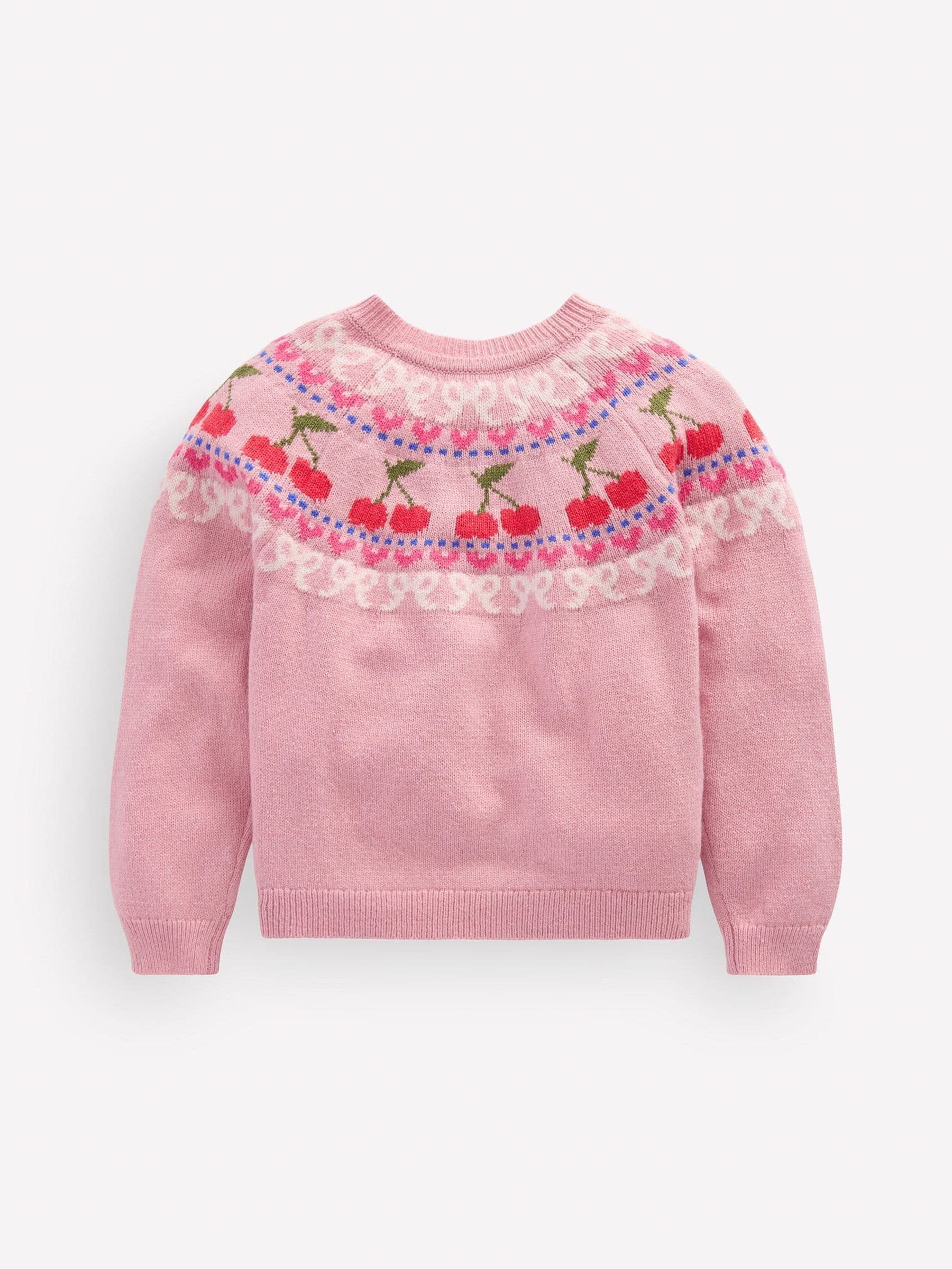 Dsiney Kidz - Boden Pink Edie Fair Isle Cardigan image 2