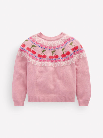 Dsiney Kidz - Boden Pink Edie Fair Isle Cardigan image 2