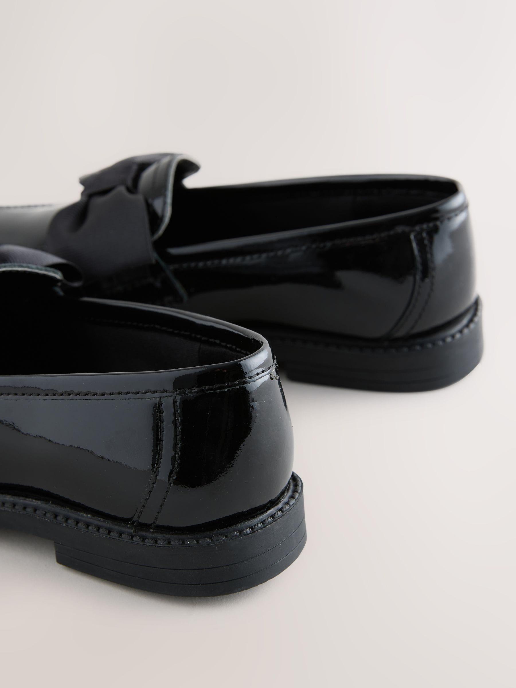 Black Patent Wide Fit (G) Leather Bow Loafer School Shoes image 4