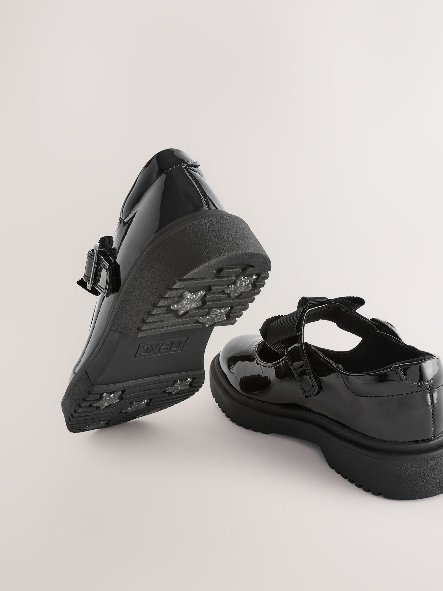Black Patent Wide Fit (G) Bow Chunky Mary Jane School Shoes image 9