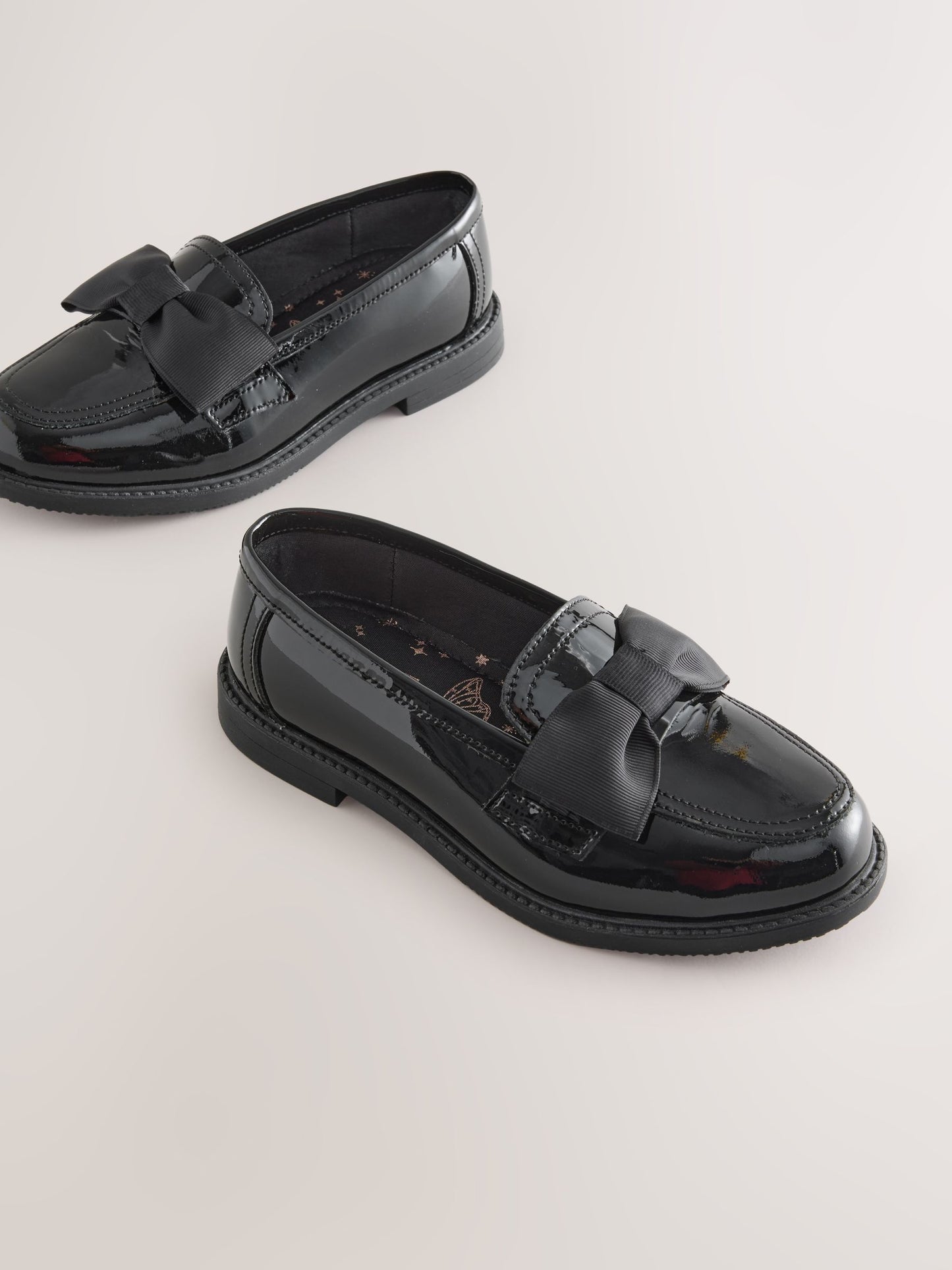 Black Patent Standard Fit (F) Leather Bow Loafer School Shoes image 4