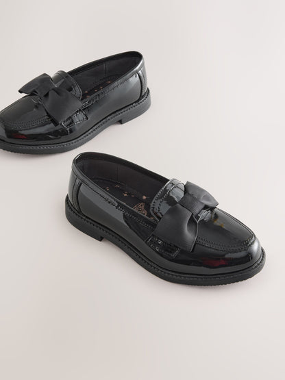 Black Patent Standard Fit (F) Leather Bow Loafer School Shoes image 4