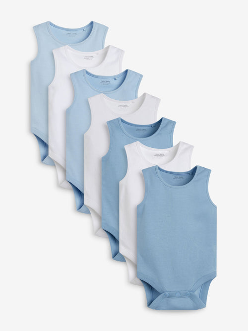 Dsiney Kidz - Blue 7 Pack Baby Vest Bodysuits image 1