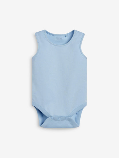 Blue 7 Pack Baby Vest Bodysuits image 4