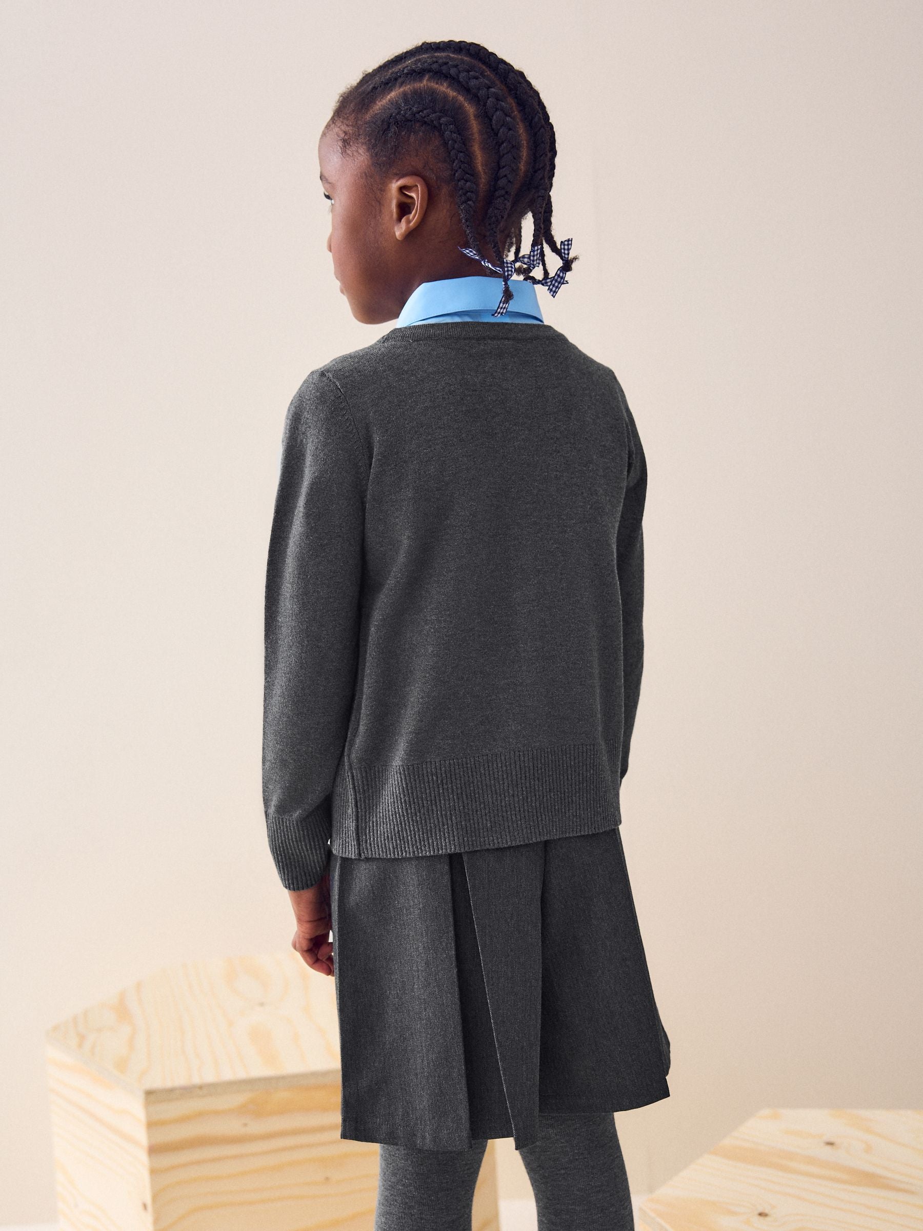 Dsiney Kidz - Grey Cotton Rich School V-Neck Cardigan (3-16yrs) image 3
