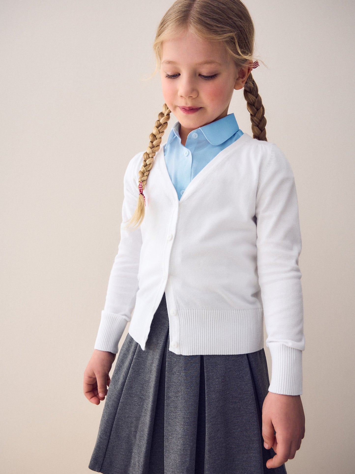Dsiney Kidz - White Cotton Rich School V-Neck Cardigan (3-16yrs) image 1