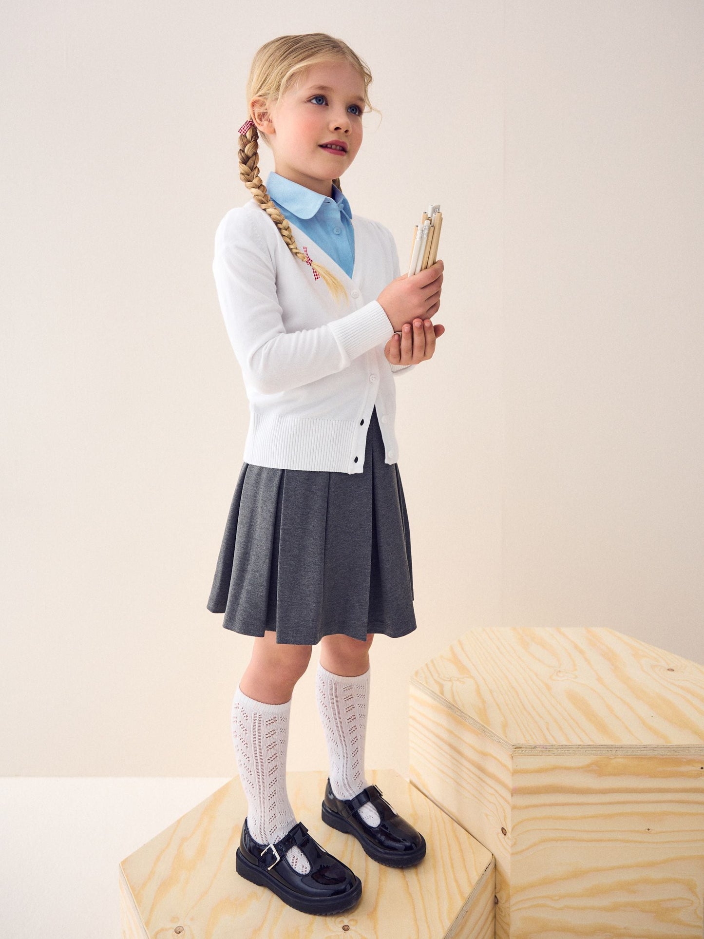 Dsiney Kidz - White Cotton Rich School V-Neck Cardigan (3-16yrs) image 2