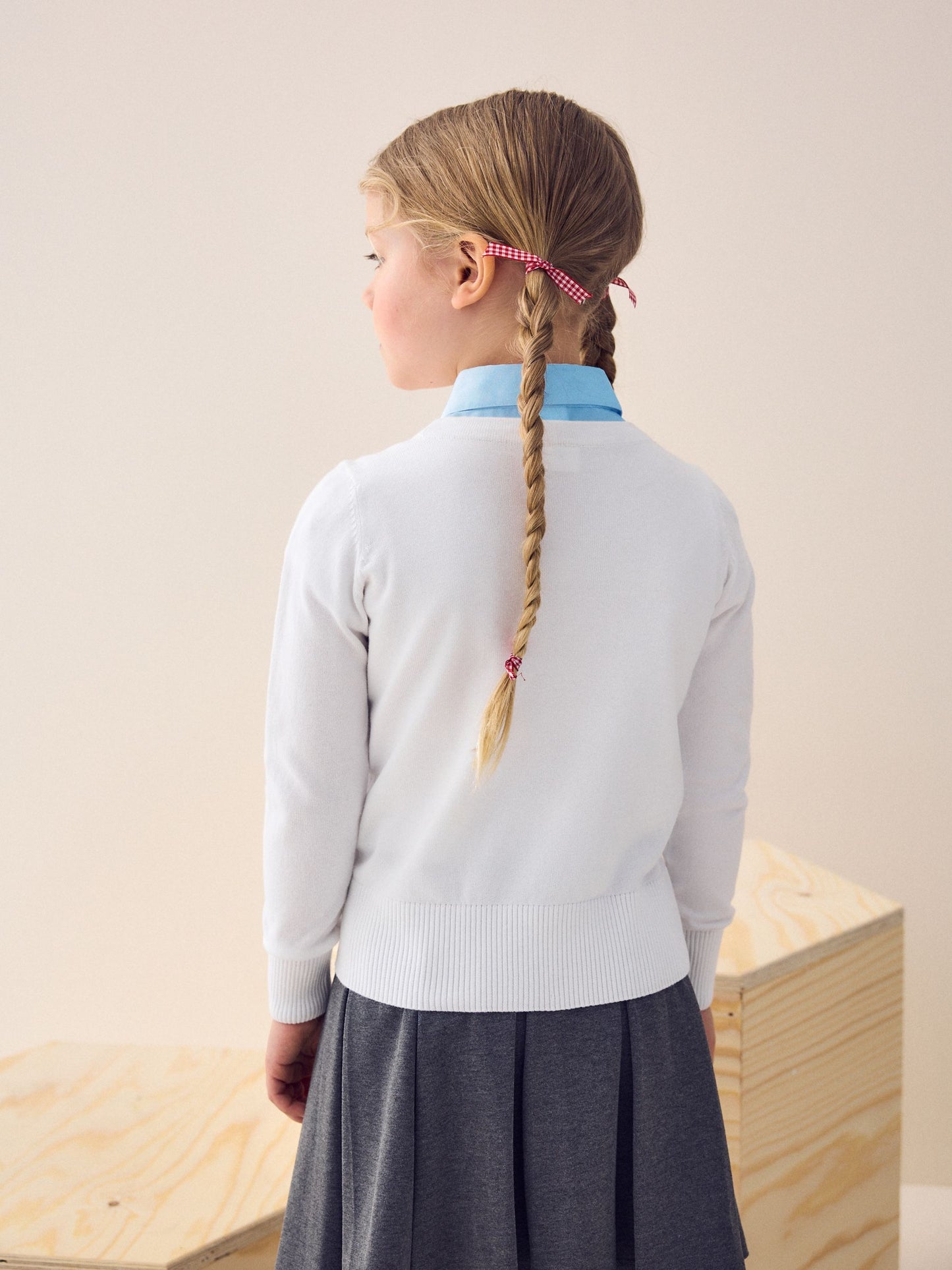 Dsiney Kidz - White Cotton Rich School V-Neck Cardigan (3-16yrs) image 3