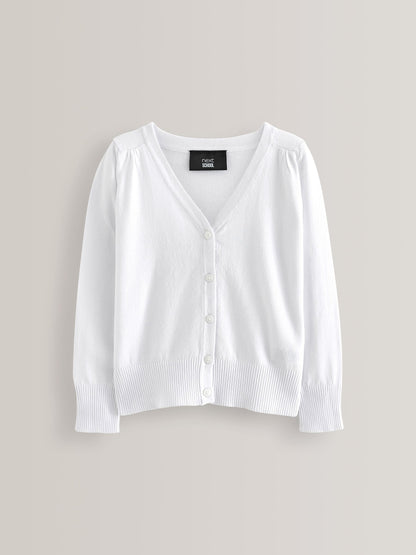 Dsiney Kidz - White Cotton Rich School V-Neck Cardigan (3-16yrs) image 6