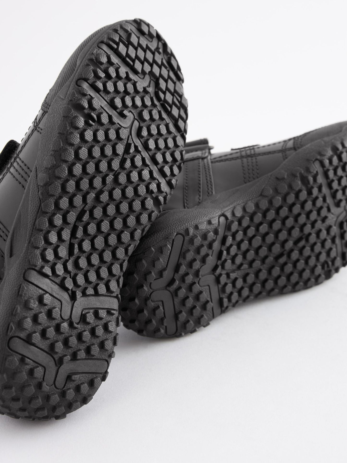 Black Standard Fit (F) Leather Touch Fastening School Shoes image 6