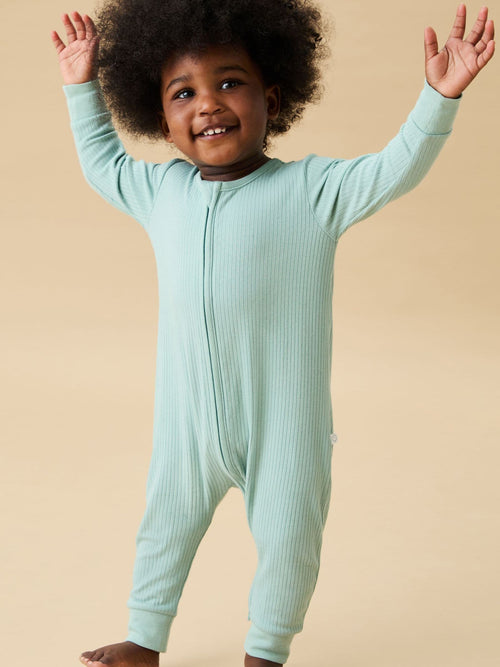 MORI Mint Green Stretch Supersoft 2 Way Zip Sleepsuit image 1