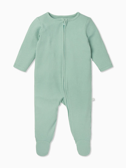 MORI Mint Green Stretch Supersoft 2 Way Zip Sleepsuit image 2