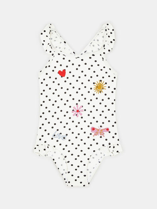 Dsiney Kidz - Angels By Accessorize White Girls Embroidered Polka Dot Swimsuit image 1