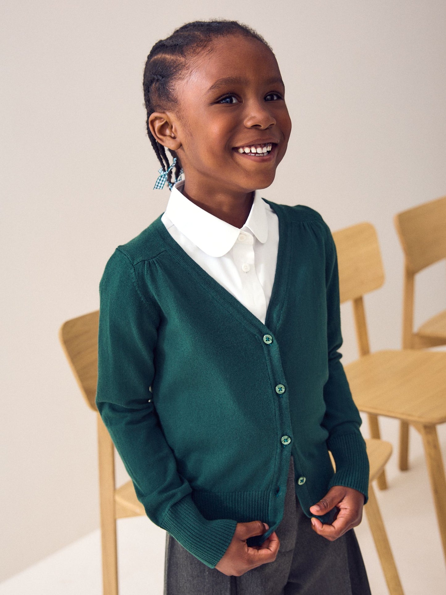 Dsiney Kidz - Green Cotton Rich School V-Neck Cardigan (3-16yrs) image 1