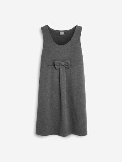 Grey Jersey Stretch Bow School Pinafore (3-14yrs) image 5