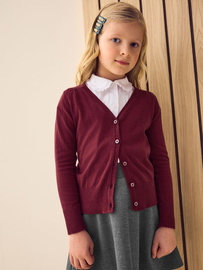 Dsiney Kidz - Burgundy Red Cotton Rich School V-Neck Cardigan (3-16yrs) image 1