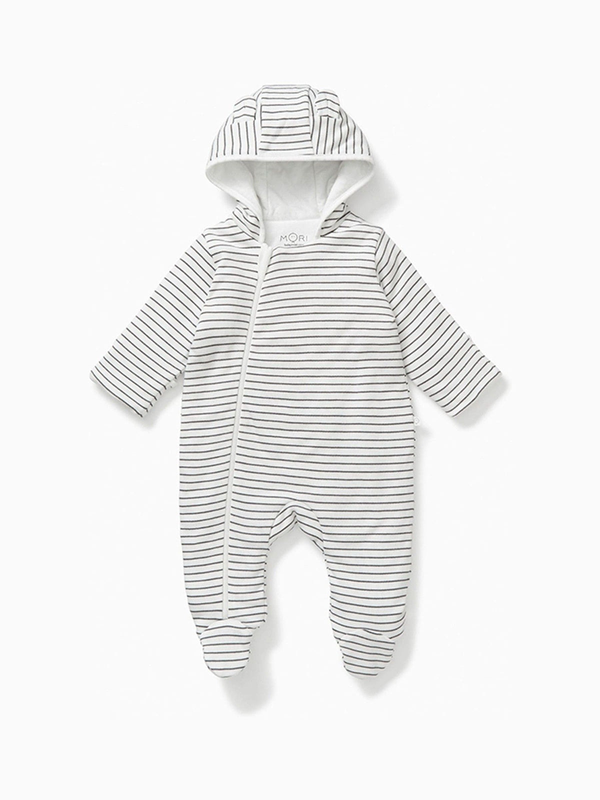 MORI Grey Stripe Cosy Zip-Up Pramsuit - image 1