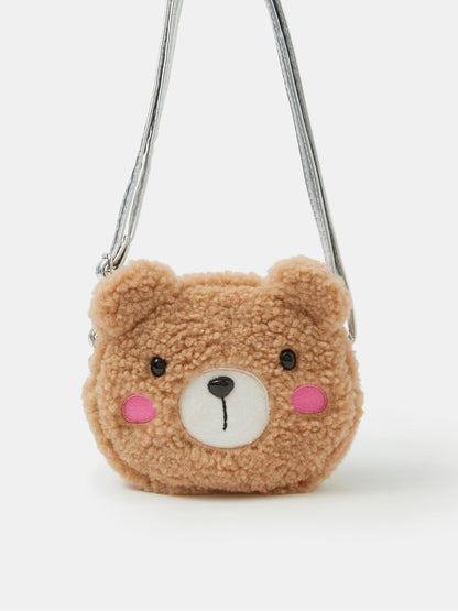 Angels By Accessorize Brown Fluffy Bear Crossbody Bag - image 1