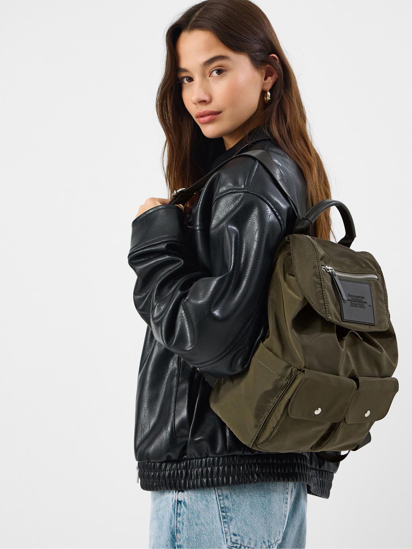 Accessorize Green Nylon Multi-Pocket Backpack image 1