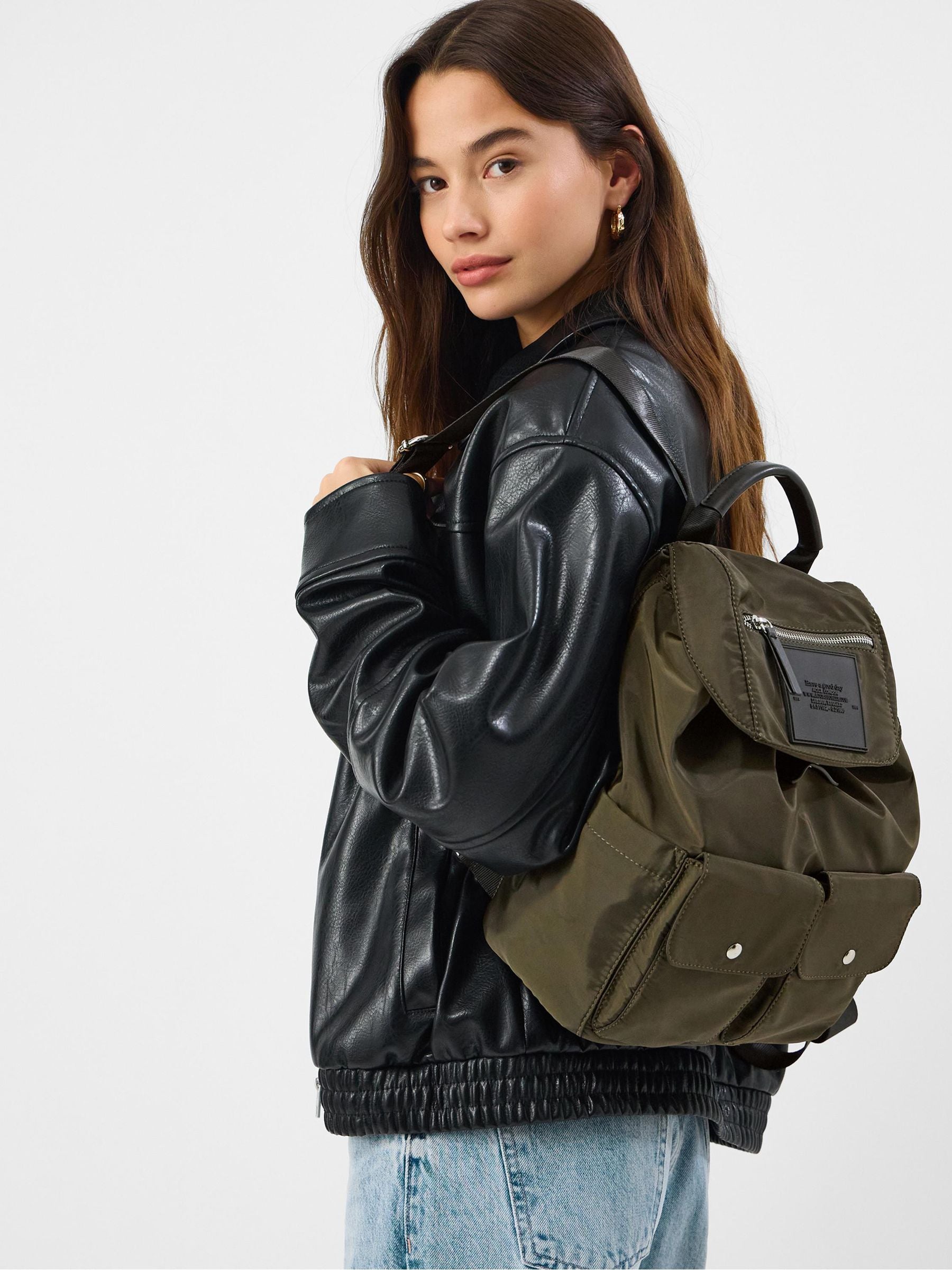 Accessorize Green Nylon Multi-Pocket Backpack image 1