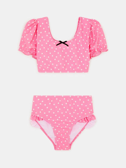 Dsiney Kidz - Angels By Accessorize Pink Puff Sleeve Polka Dot Swim Set image 1