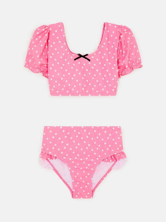 Dsiney Kidz - Angels By Accessorize Pink Puff Sleeve Polka Dot Swim Set image 1