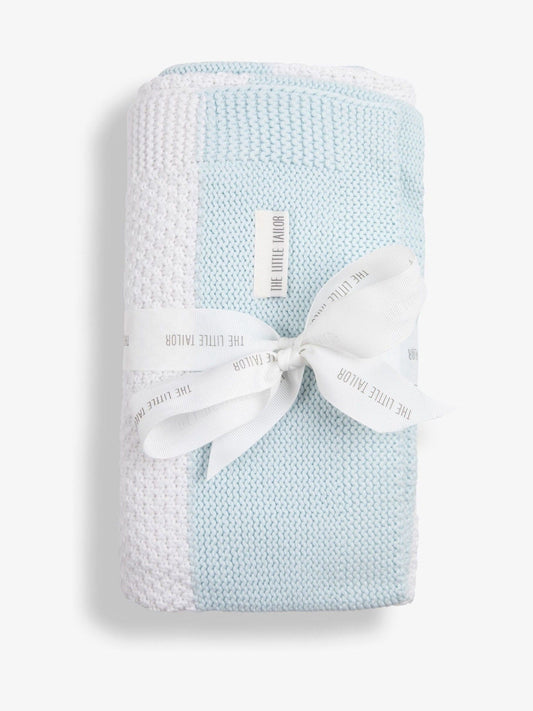 The Little Tailor Blue The Little Tailor Knitted Stripe Baby Blanket image 1