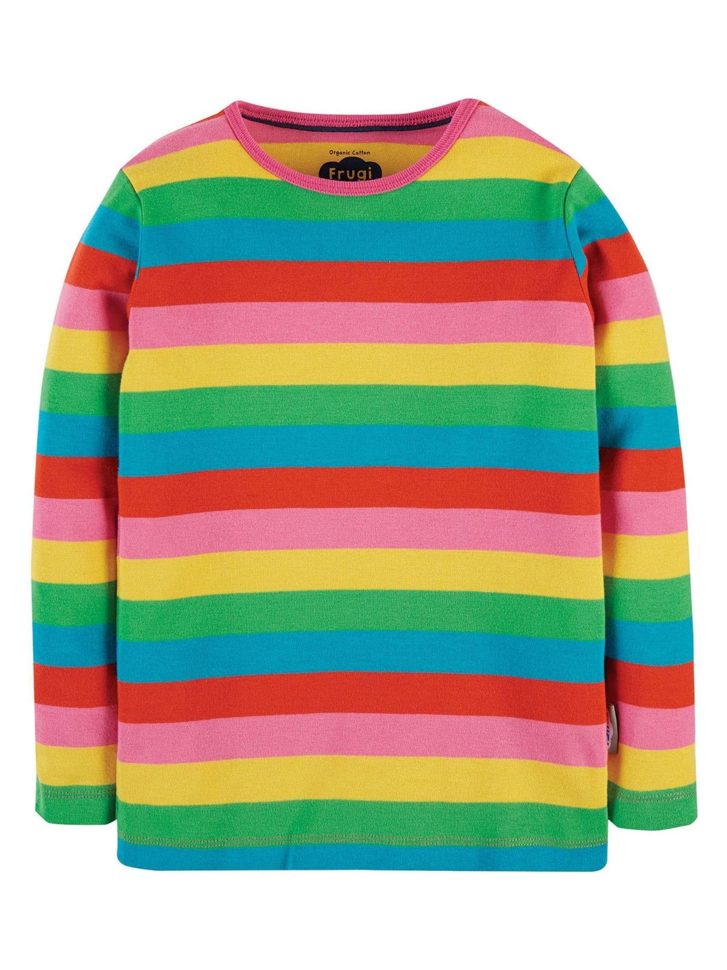 Dsiney Kidz - Pink Cotton Rainbow Stripe Long Sleeve Top image 3