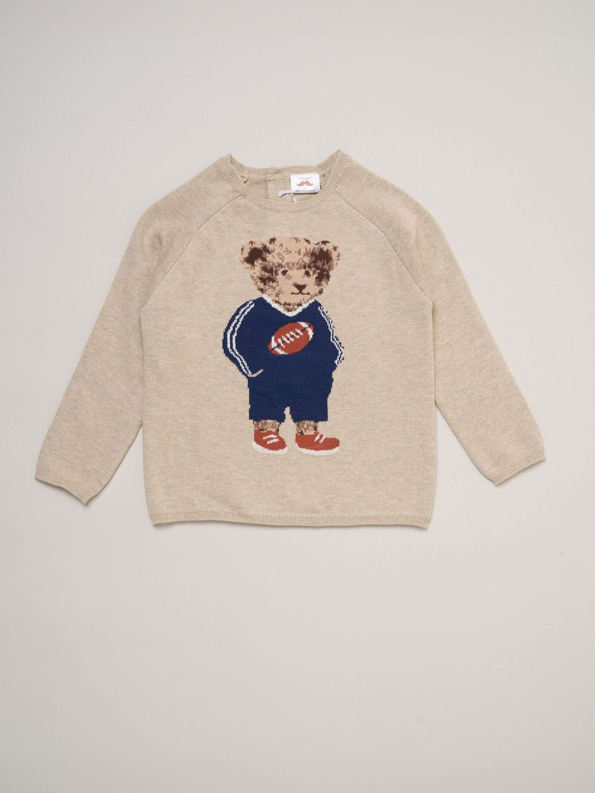 Little Gent Cream True Knit Jumper With Jacquard American Football Bear - image 2