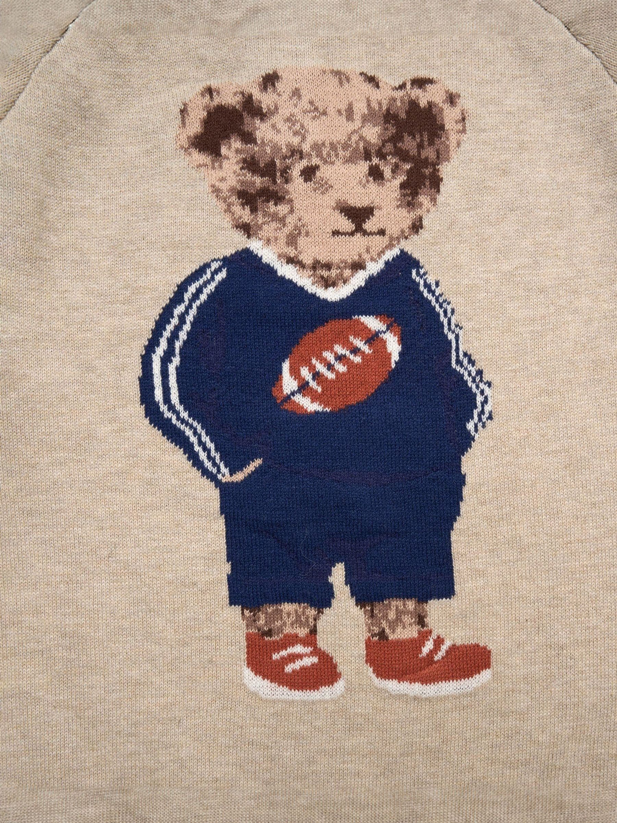 Little Gent Cream True Knit Jumper With Jacquard American Football Bear - image 3