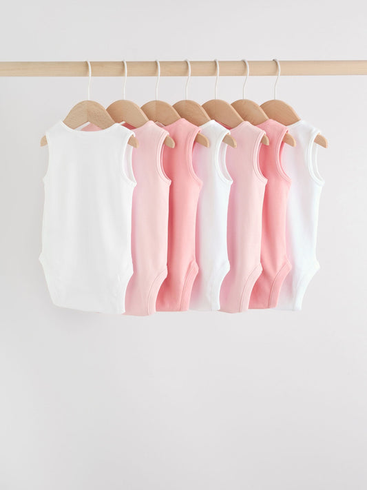 Dsiney Kidz - Pink/White 7 Pack Essential Vest Baby Bodysuits image 2