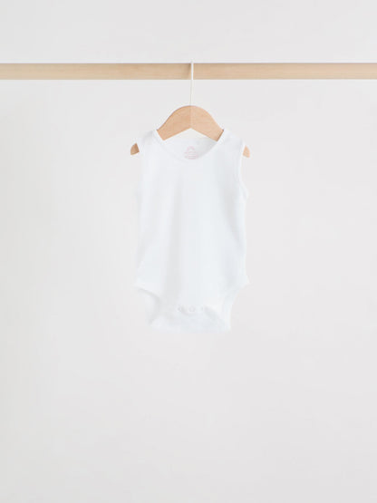 Pink/White 7 Pack Essential Vest Baby Bodysuits image 3
