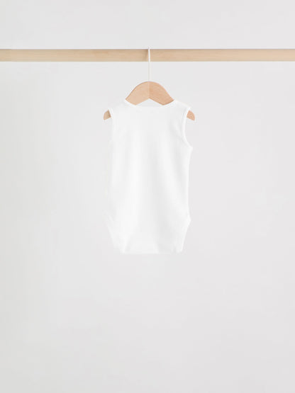 Pink/White 7 Pack Essential Vest Baby Bodysuits image 4